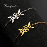 Triple Moon Goddess Witch Bracelet Pentagram